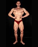 STRIPED RED VELVET BODYBUILDING TRUNKS IFBB, NPC ( SIDE LENGTH 5CM )