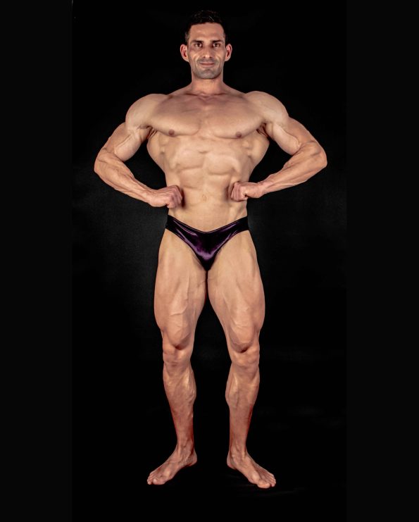 CSÍKOS LILA BÁRSONY TESTÉPÍTŐ NADRÁG IFBB, NPC ( OLDALHOSSZ 5CM )