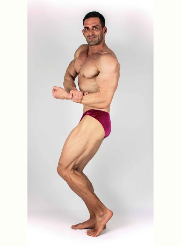 MÉLY RÓZSASZÍN BÁRSONY TESTÉPÍTŐ NADRÁG IFBB, NPC ( OLDALHOSSZ 5CM )